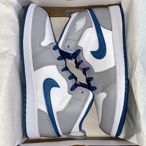 BNIB Jordan 1 Mid Cement Grey, White and True Blue Sneakers